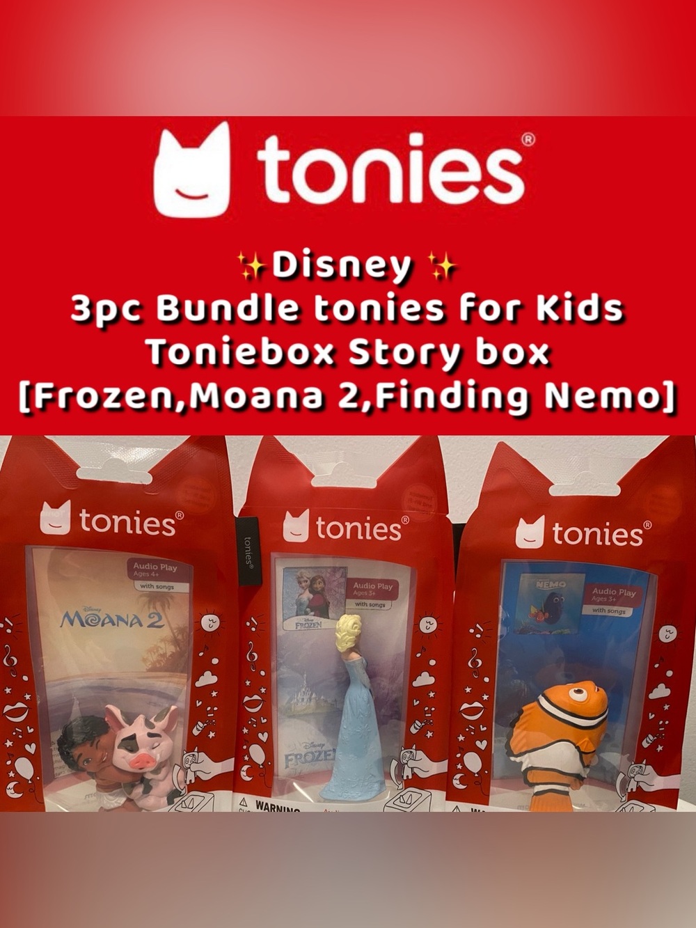 Tonies - Disney 3pc Bundle tonies for Kids Toniebox Story box